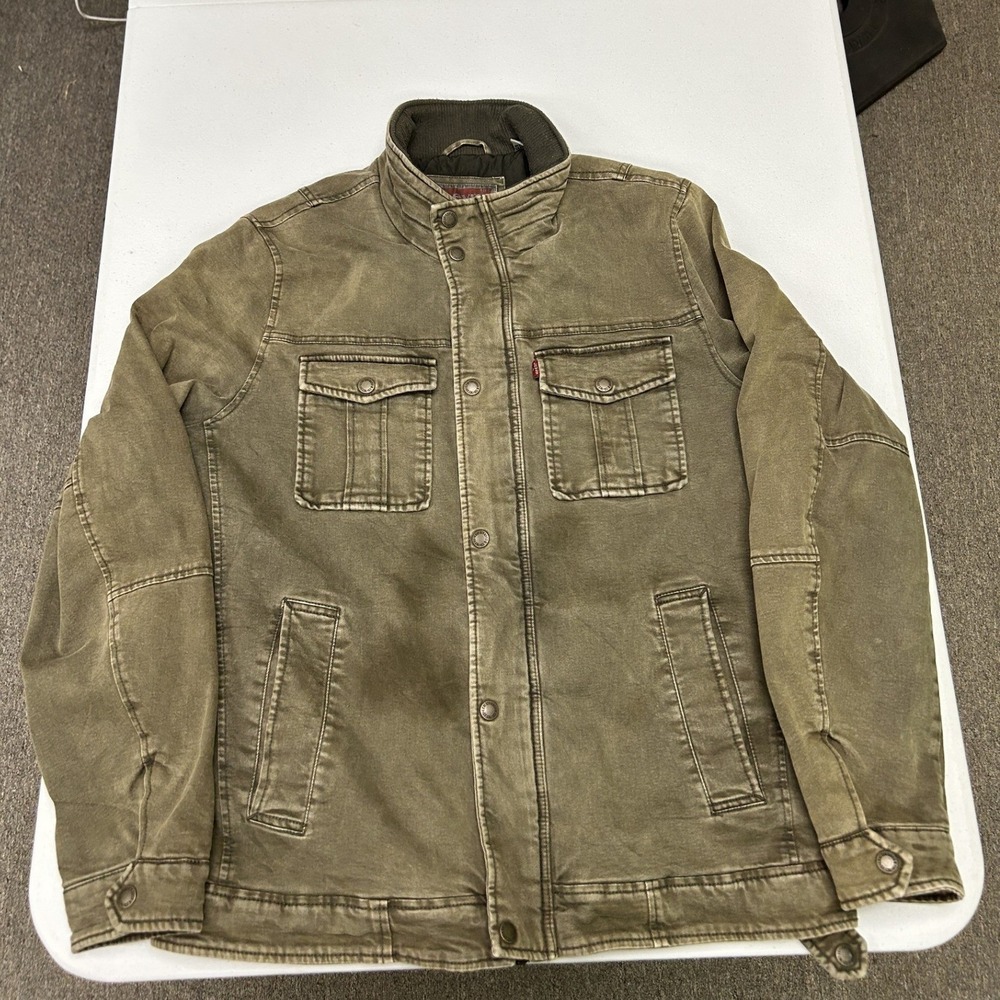 Levi's Field Jacket Mens M Olive Green Canvas Military Utility Coat